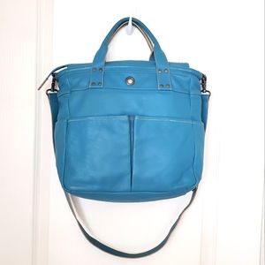 Levenger Turquoise Leather Handbag Crossbody